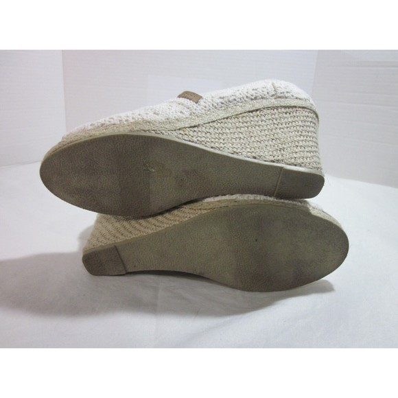 Madden Girl  Wedges Heel  Shoes Open Toe Size 7 Ivory Cloth Platform Wedges - Picture 8 of 8